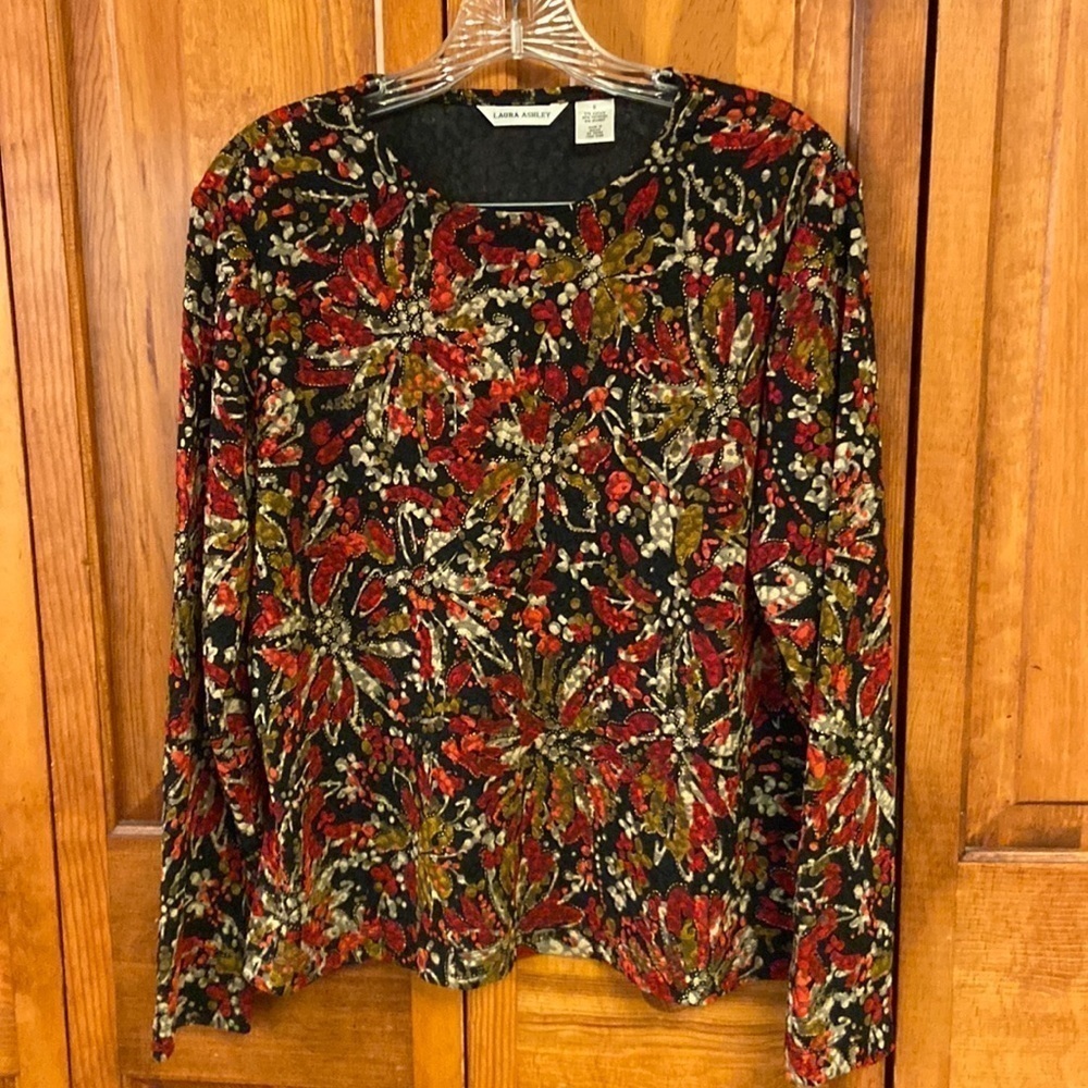 Laura Ashley Longsleeved Dress Top. Career/Holiday. Acetate/polyester/spandex